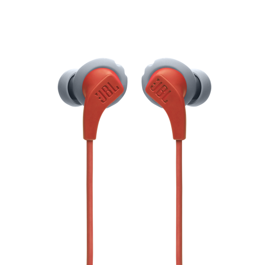 JBL Endurance Run 2 Wired - Coral Orange - Waterproof Wired Sports In-Ear Headphones - Front